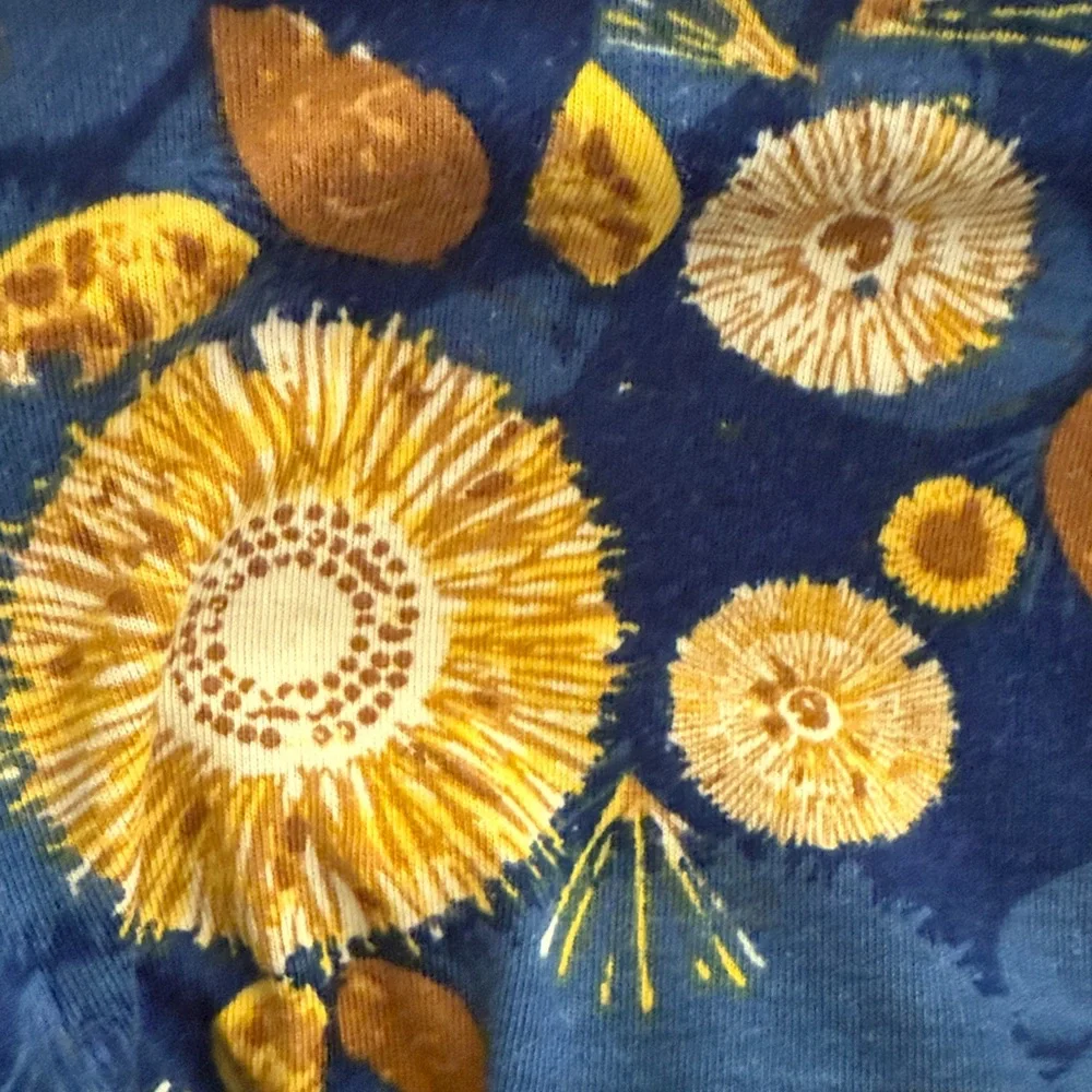 Floral Maxi Skirt in Blue and Yellow Sunflowers